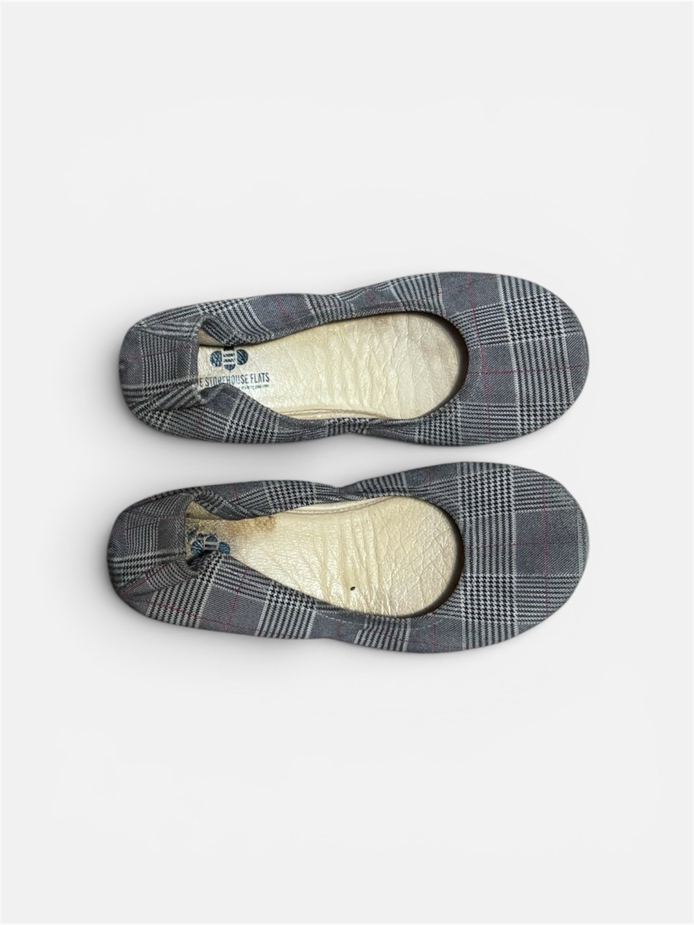 Plaid Ballet Flats in Gray Check - Women's Slip-On.
